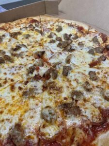 Sausage Pepperoni Pizza from Gorski's in Mosinee Wisconsin.