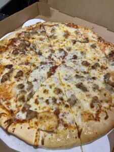Sausage Pizza from Gorski's in Mosinee Wisconsin.