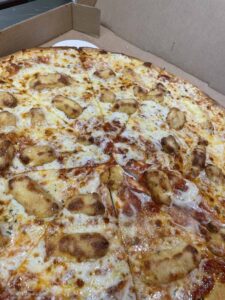 Wisconsin Cheese Curd pizza from Gorski's in Mosinee Wisconsin.